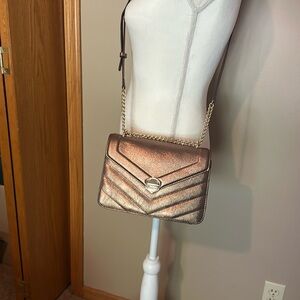 Aldo Bronze Structured Metallic Shoulder Bag